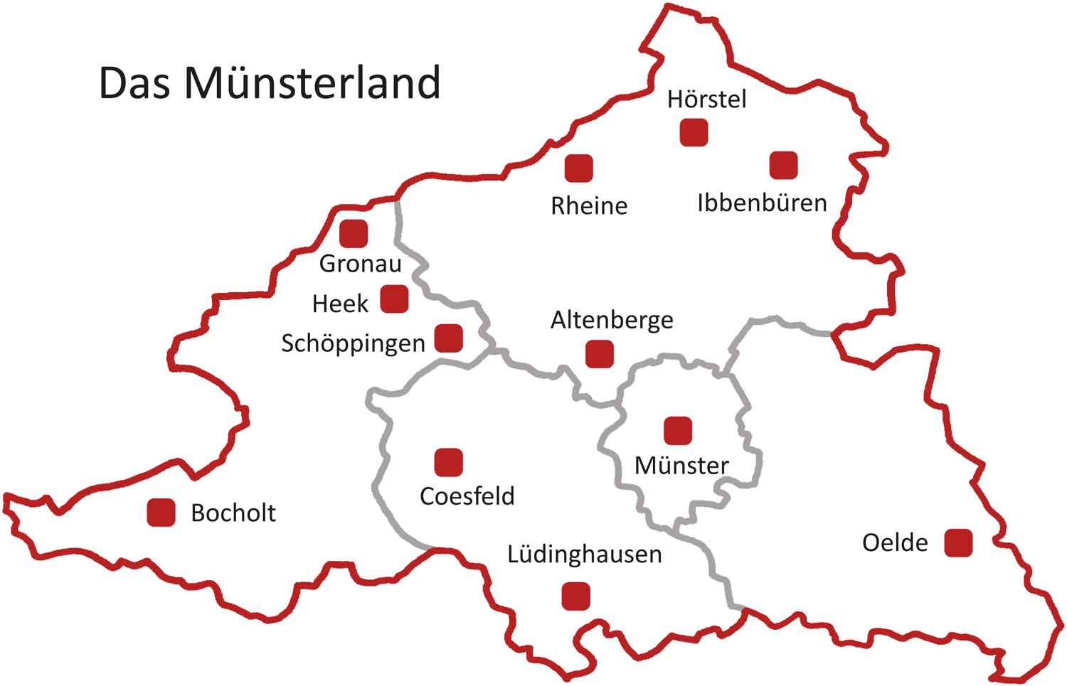Die Münsterland Karte mit den Orten zum Klang-Kunst-Fest 2023